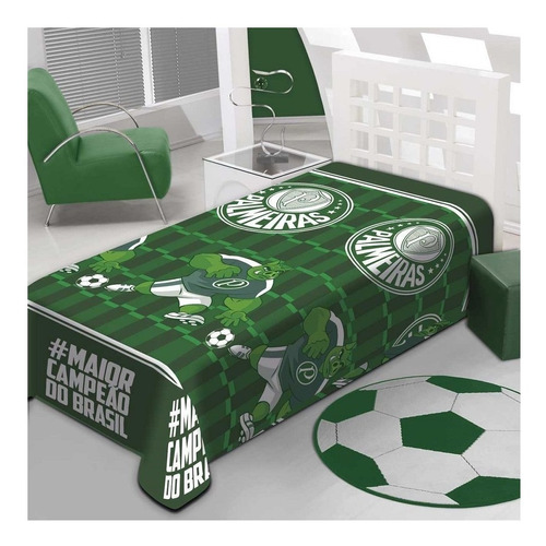 Manta Jolitex Ternille Licenciados Soft com design palmeiras campeão de 2m x 1.5m