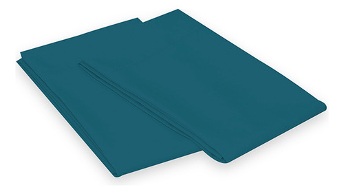 4 Fundas De Almohada | Matrimonial | 2 Colores A Color Terra-cobalto Liso