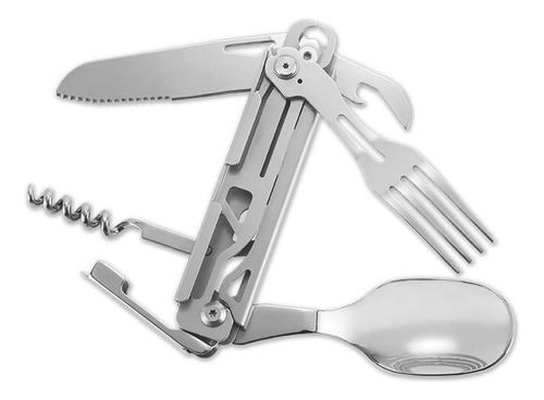 Cuchillo Plegable Multifunción Gadgets Tenedor Cuchara Inoxi