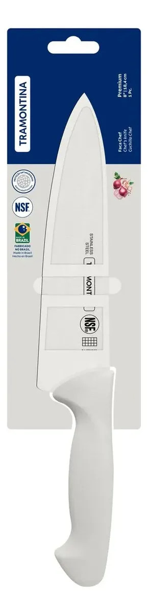 Faca Inox Açougueiro Cabo Branco 8'' Chef Premium Tramontina