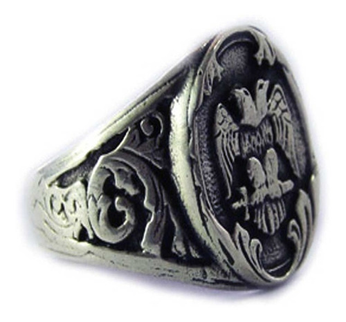 Anillo Masonico Plata 925 Aguilas Bicefalas Masoneria Art 69