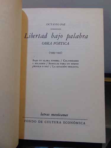 Adp Libertad Bajo Palabra Obra Poetica 1935-1957 Octavio Paz