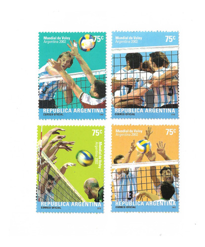 Argentina Mint 2002 Voleibol Mundial Serie Completa 2510/3  