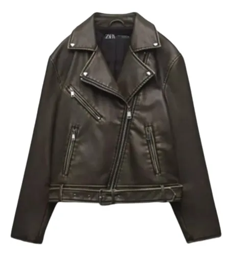 Chamarra Biker Cafe Zara Mujer Original Nueva