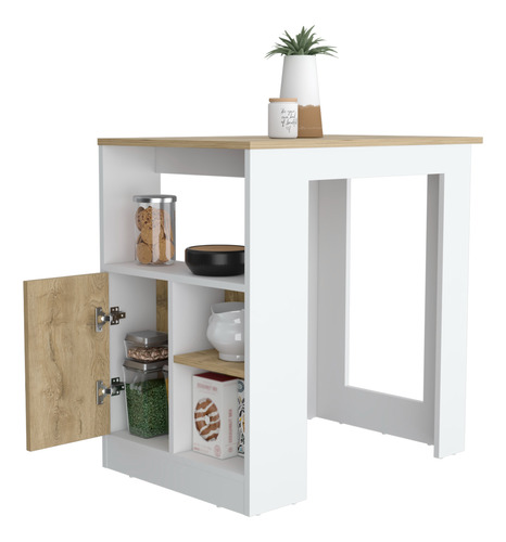 Isla De Cocina Stirling 1p - Blanco Mqz / Macadamia 