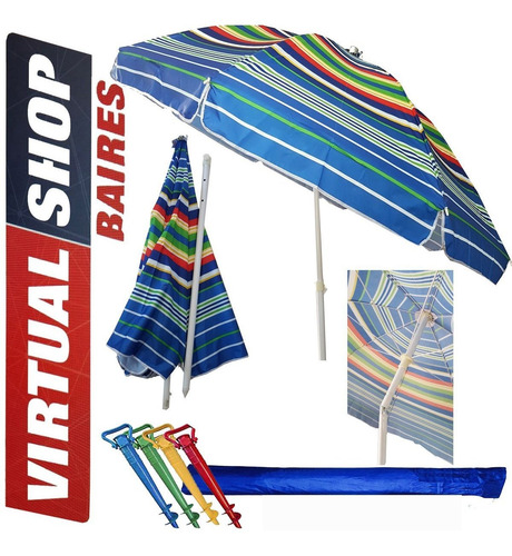 Sombrilla 2 Metros + Carpa Playera + Saca Arena + Fundas