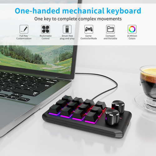 Teclado Diy 12 Teclas Para Juegos Prueba De Línea De Negro