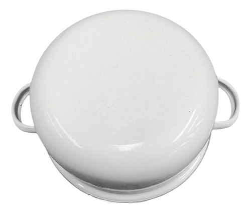 Set De 4 Cacerolas Enlozadas De Acero Vintage Con Asas Tapa Blanco