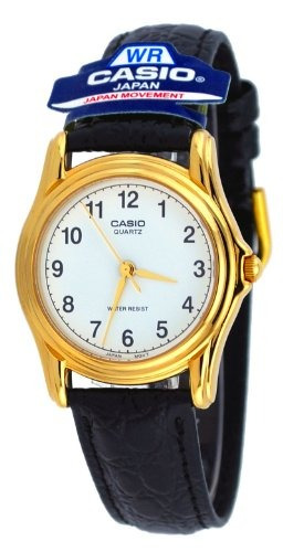 Casio Hombres Mtp1096q-7b De Cuero Negro Reloj De Cuarzo