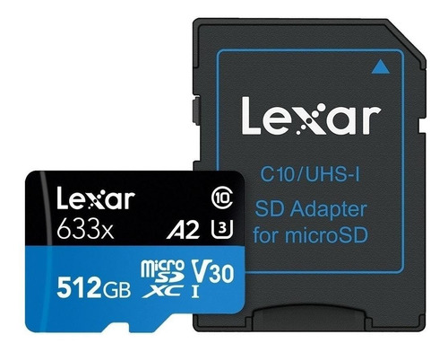 Cartão de memória Lexar LSDMI512BB-633A High-Performance 633x com adaptador SD 512GB