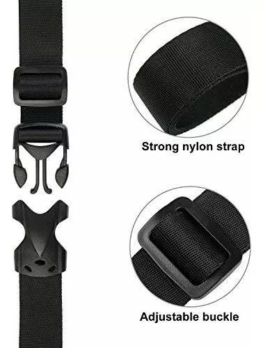 Utility Straps with Buckle Quick-Release Adjustable 58 Length Nylon Straps  Black, 4 Pack