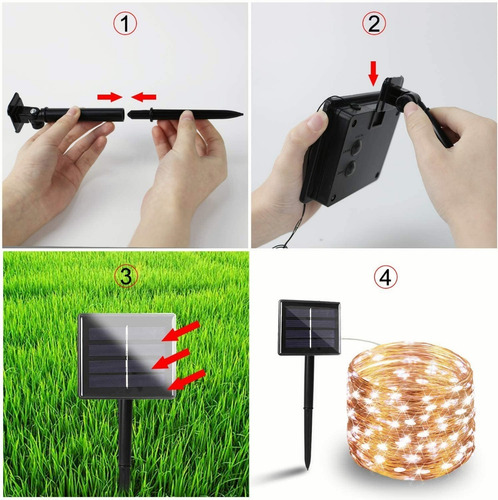 22m 200 Led Luces Solares Exterior Decoración Control Remoto
