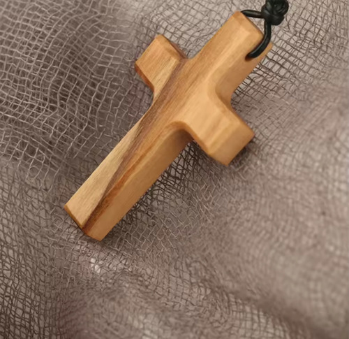 2pz Collar En Forma De Cruz De Madera Olivo Dije Colgante Madera