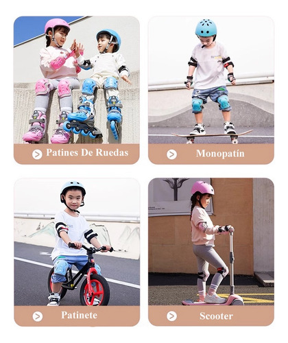 Protección De Patín Kit Para Niños Casco Rodillera Codera