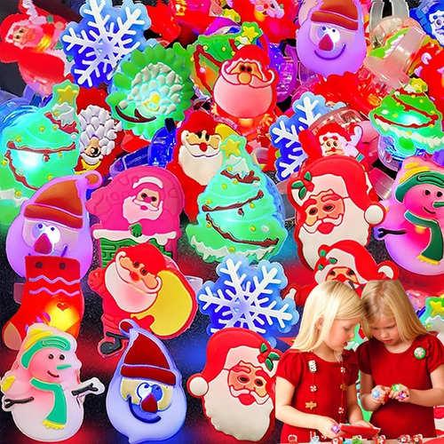 / 50 Anillos De Navidad Para Niños Con Luz Led