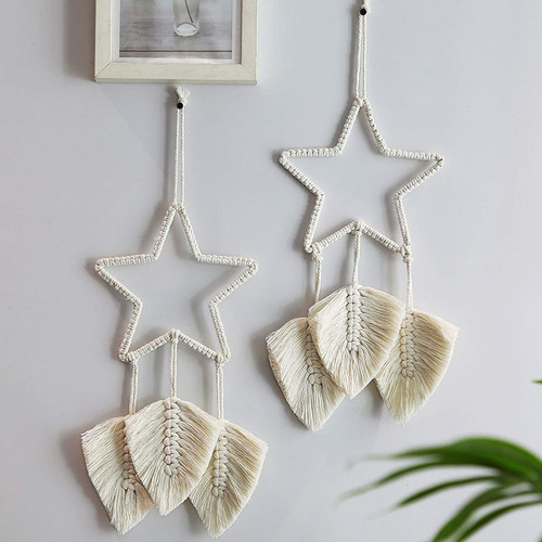 2 Piezas Colgante Macramé Pared Atrapasueños Borlas Decoraci