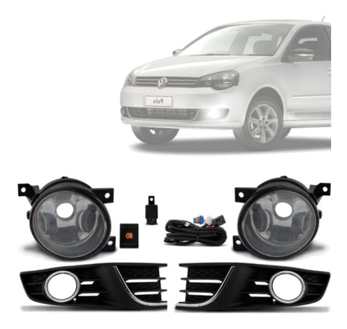 Imagem 1 de 2 de Kit Farol De Milha Polo 2012 2013 2014 2015 Botão Original