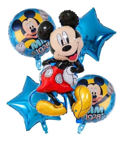 5 Globos Mickey Mouse Disney Para Cumpleaños 
