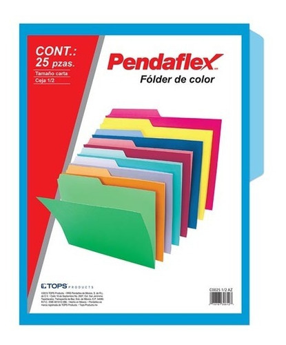 Folder Pendlaflex 02512az Carta Azul C/25pz 1/2 Ceja