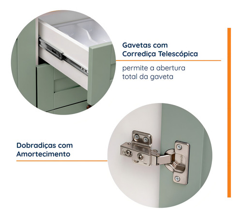 Cozinha Modulada 2 Peças Com Balcão E Armário Aéreo