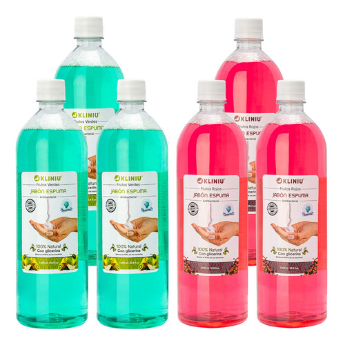 Kit Ahorro: 6 Jabones Espuma Antibacterial 1000ml C/u