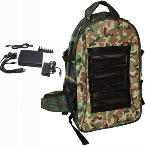 Mochila Camuflada Con Paneles Solares