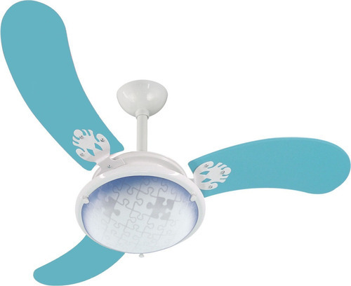 Ventilador De Teto Infantil Cor Rosa, Azul Ou Amarelo Cor Das Pás Plafon Estrelinha Azul Com 3 Pás Azul Voltagem 220v