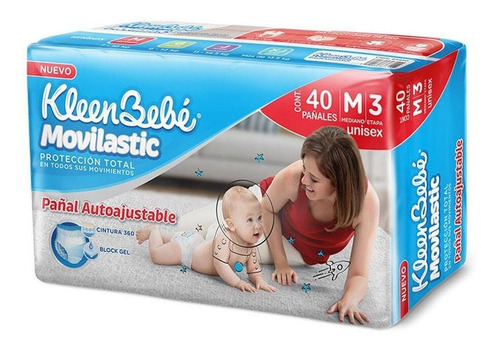 Pañales Kleenbebe Movilastic Etapa 3 M 40 Pzas Unisex