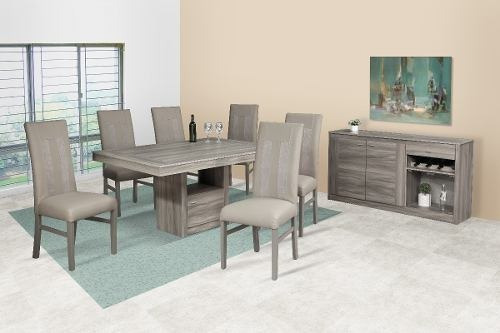 Antecomedor Garone 6 Sillas - Gris Këssa Cdmx Diseño De La Tela De Las Sillas Liso