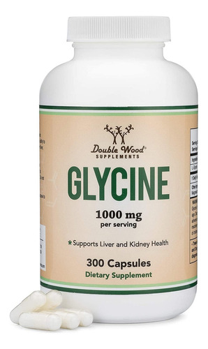 Double Wood Glycine 1000 Mg Glicina 300 Cápsulas Sabor Sin Sabor