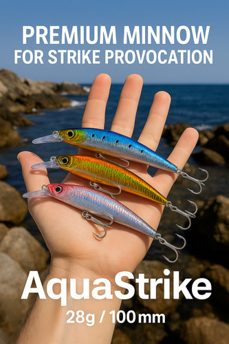 Paquete 3 Minnows Aquastrike De 1 Onza Lances Largos Pesca De Mar