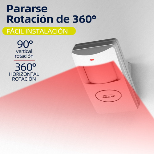 Alarme De Sensor De Movimento Sem Fio 120db Doorchime Com Lu