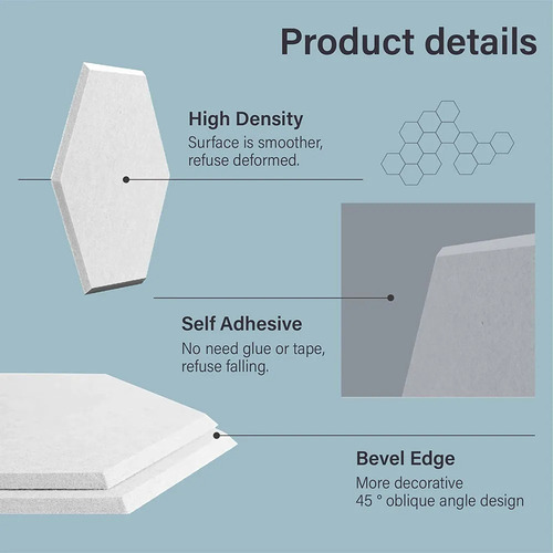 Pacote Com 8 Painéis De Absorção De Som Hexagonais Autoadesi