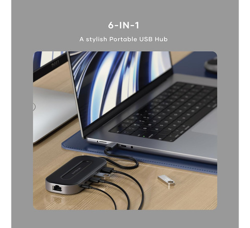 Hub Usb Adaptador Satechi Usb4 8k Hdmi 2.5g Ethernet Cinza