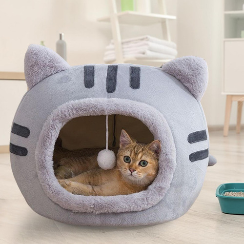 Cesta De Cama Para Dormir De Gato De Peluche, Perrera Gris M