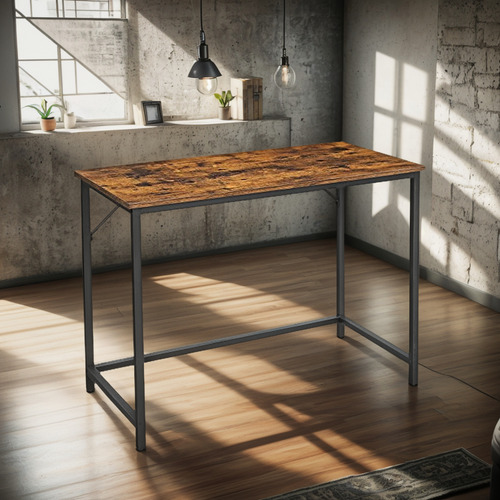 Escritorio Clasico Para Computadora De Madera Acero Marron