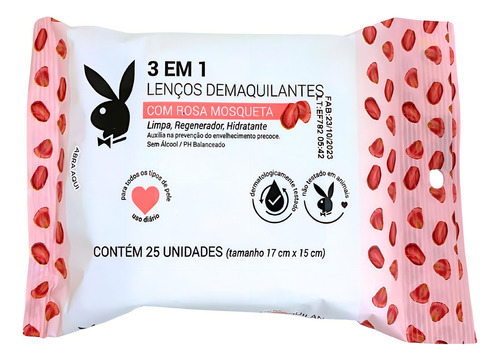 Lenço Demaquilante Com Rosa Mosqueta Playboy Pbl002