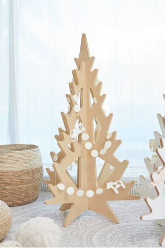 Arbol De Navidad Madera Mdf Crudo 88 Cm De Alto Arbol Merry