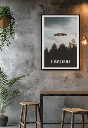 I Believe Ovni Ufo Uap Poster 70 X 100 Vinil Adhesivo