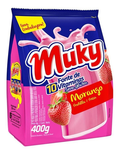 Kit 2 Preparo De Bebida De Morango Muky SachĂȘ 400g