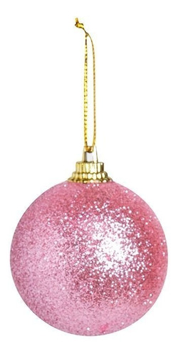 Bola Natal Rosa Glitter 5cm C/6 Und. Cromus 1921465