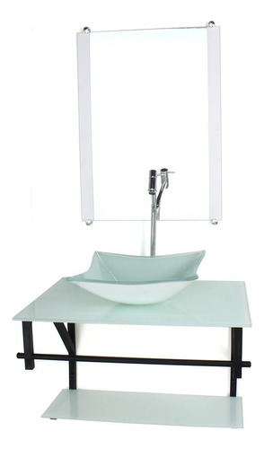 Gabinete Vidro Banheiro 60cm Ap Cuba Quadrada Branco Full