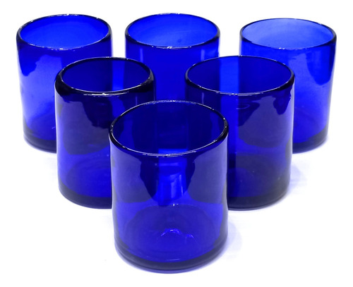 Set De 6 Vasos Old Fashion Color  Sólido 10oz-vidrio Soplado