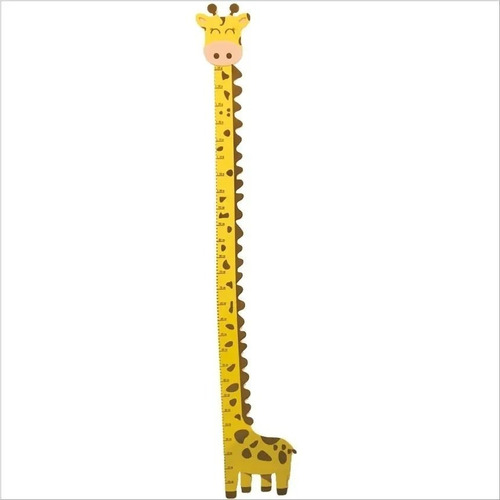 Régua Girafa Para Medir Altura Criança Até 1,35 Cor Amarelo Com Marrom