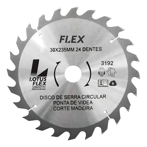 Disco Serra Circular Videa 235mmx30 24dentes Carbono Forjado Cor Prateado