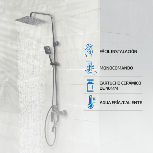 Imagen 2 de 10 de Greiferia Monocomando Ducha Cuadrada Duchador Transferencia