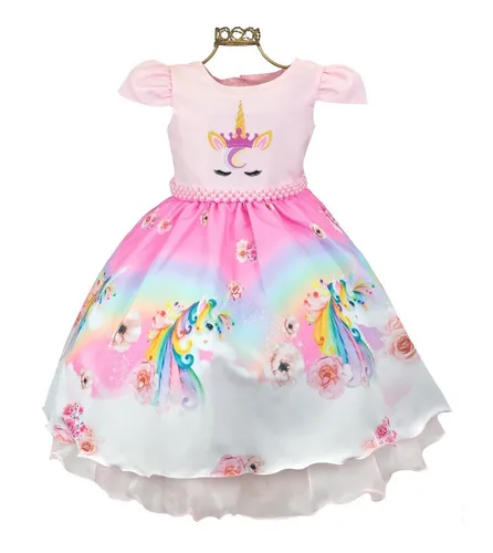 Vestido Infantil Menina Unic rnio Luxo Festa Anivers rio Frete
