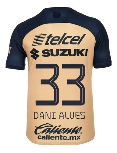 Playera Jersey Deportiva De Pumas Visita 2023 #33 Dani Alves