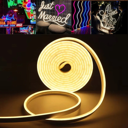 Fita LED Neon Flexível 3528 120Led VLX 5 metros Mangueira Corte 2,5cm Cor da Luz Branco Quente Tensão IP65 3000k Alto Brilho