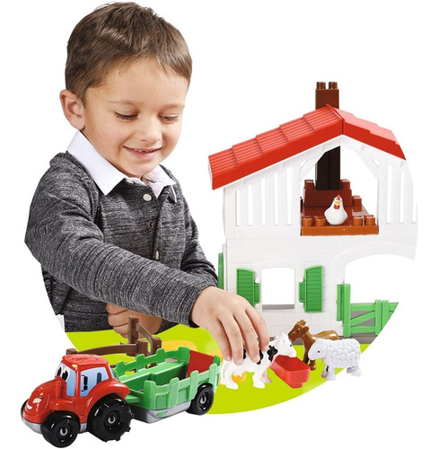 Set Super Granja - Incluye Animales Y Vehículos - Abrick